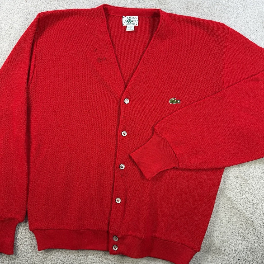 Lacoste Red Men's Cardigan Sweater